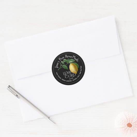 Lemon Curd Fruit Spread  Illustration Black Ronde Sticker (Envelop)