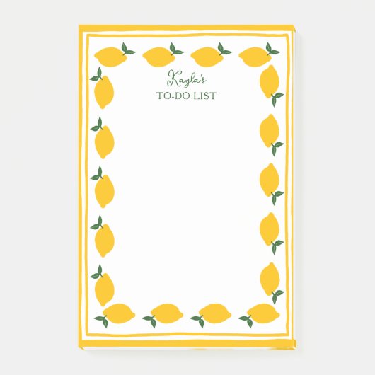 Lemon CUSTOM NAME Schattige TO-DO boodschappenlijs Post-it® Notes (Voorkant)
