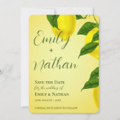 Lemon Cute Bright Yellow Beauful Citrus Wedding Save The Date (Voorkant)