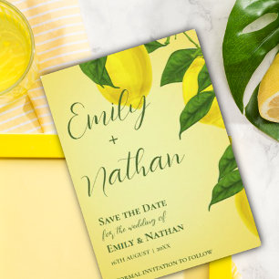 Lemon Cute Bright Yellow Beauful Citrus Wedding Save The Date