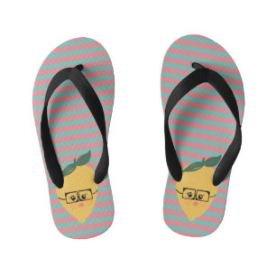 Lemon Cute Striped Pattern Kinder Teenslippers