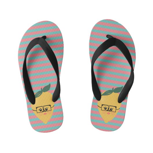 Lemon Cute Striped Pattern Kinder Teenslippers (Voetbed)