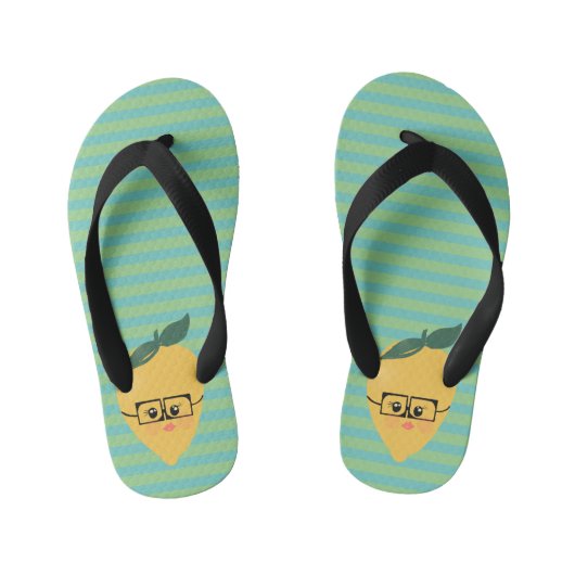 Lemon Cute Striped Pattern Kinder Teenslippers (Voetbed)