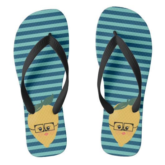 Lemon Cute Striped Pattern Teenslippers (Voetbed)