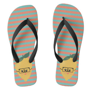 Lemon Cute Striped Pattern Teenslippers