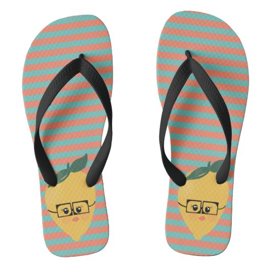 Lemon Cute Striped Pattern Teenslippers (Voetbed)