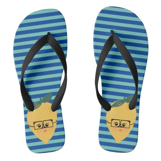 Lemon Cute Striped Pattern Teenslippers (Voetbed)