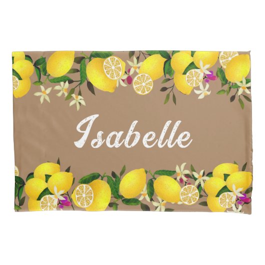 Lemon Dagen Bruin Kussensloop (Voorkant-Links)