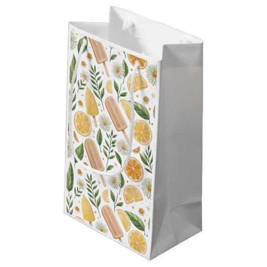 Lemon Daisy Cadeautas - Citrus Bloempatroon (Achterkant Gekanteld)