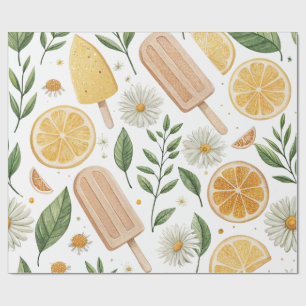 Lemon Daisy Inpakpapier – Citrus Bloemmotief
