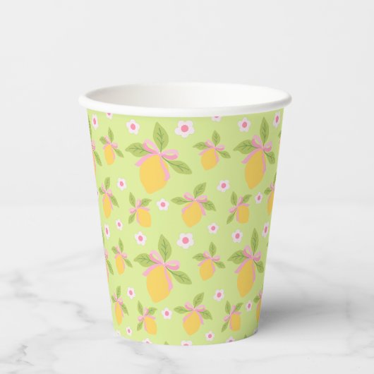 Lemon& Daisy Patroon Elegante Mintgroene Lente Papieren Bekers (Voorkant)