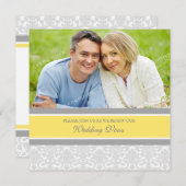 Lemon Damask Foto Wedding Vow Renewal Uitnodiginge Kaart (Voorkant / Achterkant)