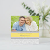 Lemon Damask Foto Wedding Vow Renewal Uitnodiginge Kaart (Staand voorkant)