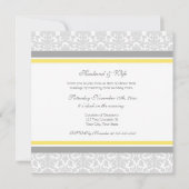 Lemon Damask Foto Wedding Vow Renewal Uitnodiginge Kaart (Achterkant)