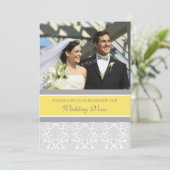 Lemon Damask Foto Wedding Vow Renewal Uitnodiginge Kaart (Staand voorkant)