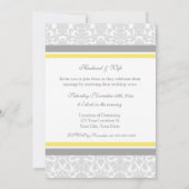 Lemon Damask Foto Wedding Vow Renewal Uitnodiginge Kaart (Achterkant)