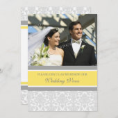 Lemon Damask Foto Wedding Vow Renewal Uitnodiginge Kaart (Voorkant / Achterkant)