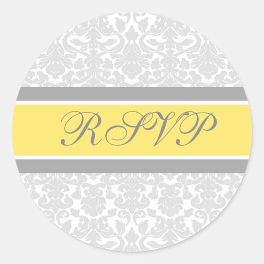 Lemon Damask Wedding RSVP Envelope Seals Ronde Sticker (Voorkant)
