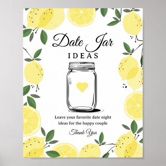 Lemon Date Jar Ideas Sign Printable Sign Poster (Voorkant)