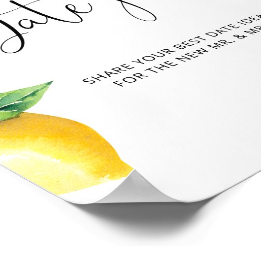 Lemon date nachtideeën. Citrus Date jar bridal Poster (Hoek)