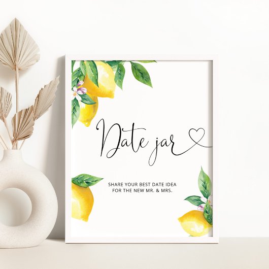 Lemon date nachtideeën. Citrus Date jar bridal Poster