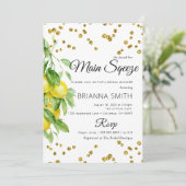 Lemon Decorated Elegant Bridal Shower Invitation Kaart (Staand voorkant)