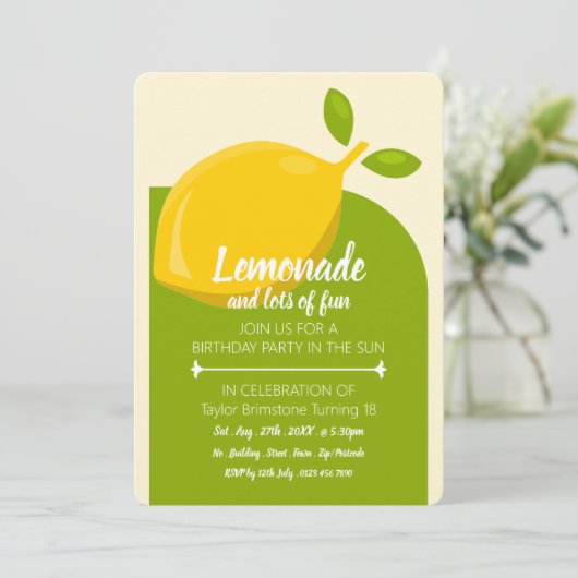 Lemon Design, limonade en veel leuke verjaardagen Kaart (Staand voorkant)