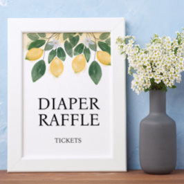 Lemon Diaper Raffle Baby shower SIgn Poster