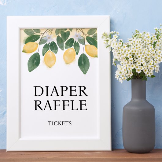 Lemon Diaper Raffle Baby shower SIgn Poster