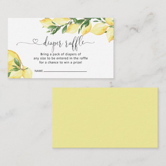 Lemon Diaper Raffle Enclosure Kaart (Voorkant / Achterkant)