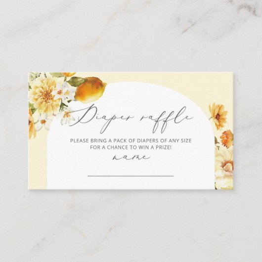 Lemon diaper raffle ticket enclosure card informatiekaartje (Voorkant)