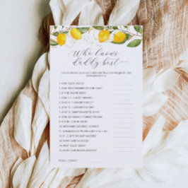 Lemon die papa het beste Baby shower spel kent