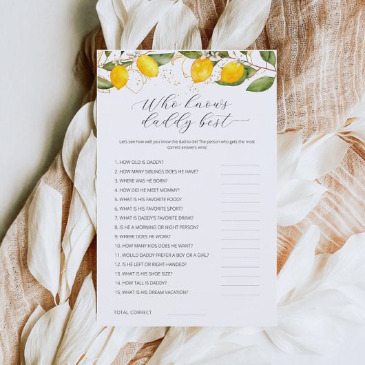 Lemon die papa het beste Baby shower spel kent