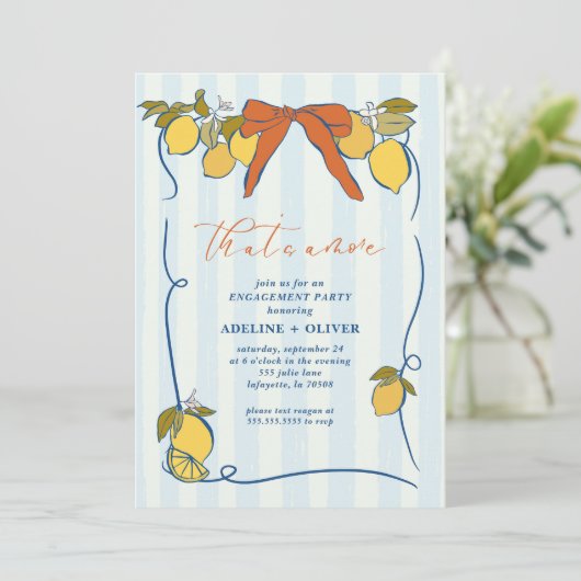Lemon Dolce Vita verlovingsfeest uitnodiging (Staand voorkant)