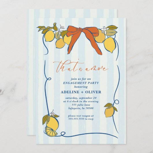 Lemon Dolce Vita verlovingsfeest uitnodiging (Voorkant / Achterkant)