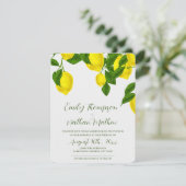 Lemon , donkergele Citrus Wedding Invitat Kaart (Staand voorkant)