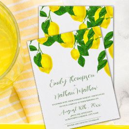 Lemon , donkergele Citrus Wedding Invitat Kaart