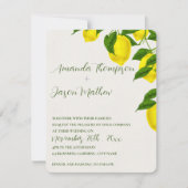 Lemon , donkergele citrusbruiloft kaart (Voorkant)