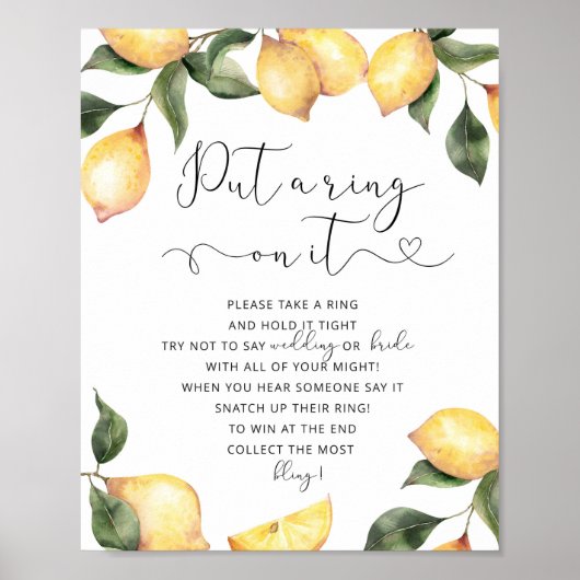 Lemon dont say bride bridal shower poster (Voorkant)