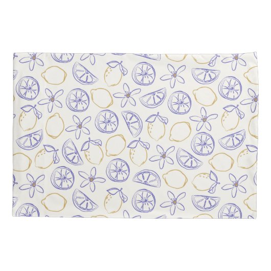 Lemon Doodle Pattern Pillow Hoesje Kussensloop (Achterkant-Links)