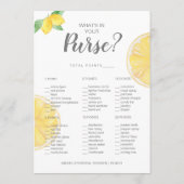 Lemon Double-Sided Bridal Bingo Shower Game Menu (Achterkant)