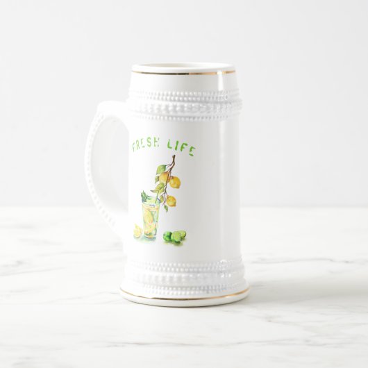 Lemon Drink Beer Stein - aangepaste tekst Bierpul (Voorkant links)