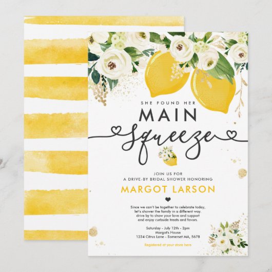 Lemon Drive van Vrijgezellenfeest Lemon Main Squee Kaart (Voorkant / Achterkant)