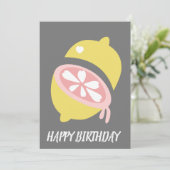 Lemon Driving Yellow Pink Birthday Kaart (Staand voorkant)