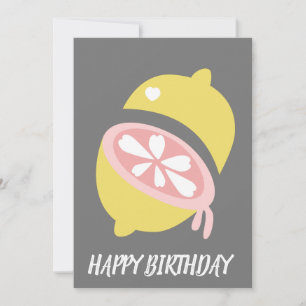 Lemon Driving Yellow Pink Birthday Kaart