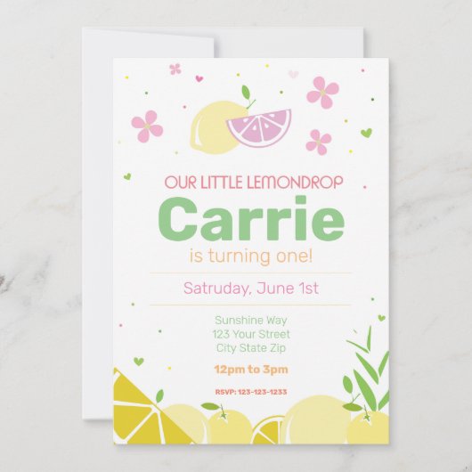 Lemon drop Birthday Party Invite Kaart (Voorkant)