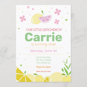 Lemon drop Birthday Party Invite Kaart