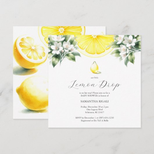 Lemon Drop In Baby Shower Uitnodigingen (Voorkant / Achterkant)