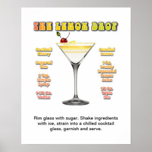 LEMON DROP MARTINI 16 "x20" Cocktail Recipe Art Poster
