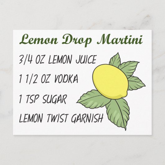 Lemon Drop Martini Briefkaart (Voorkant)